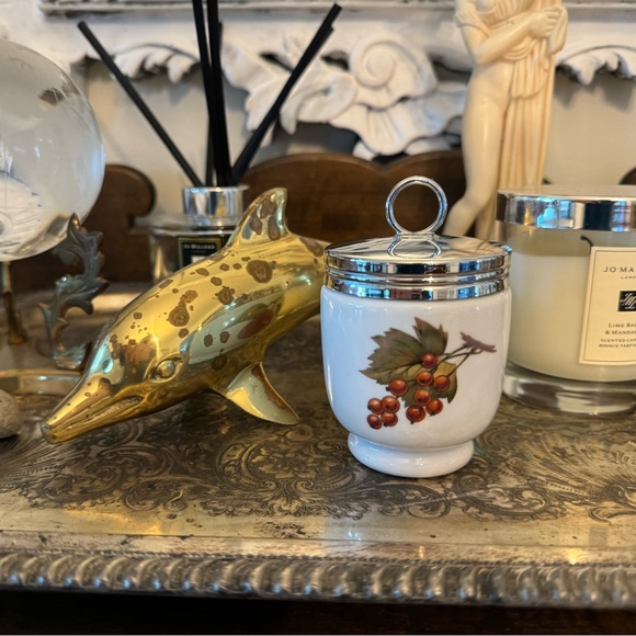 Vintage King Size "Evesham" Royal Worcester Egg Coddler Berry Leaf Fruit Design - Picture 5 of 10